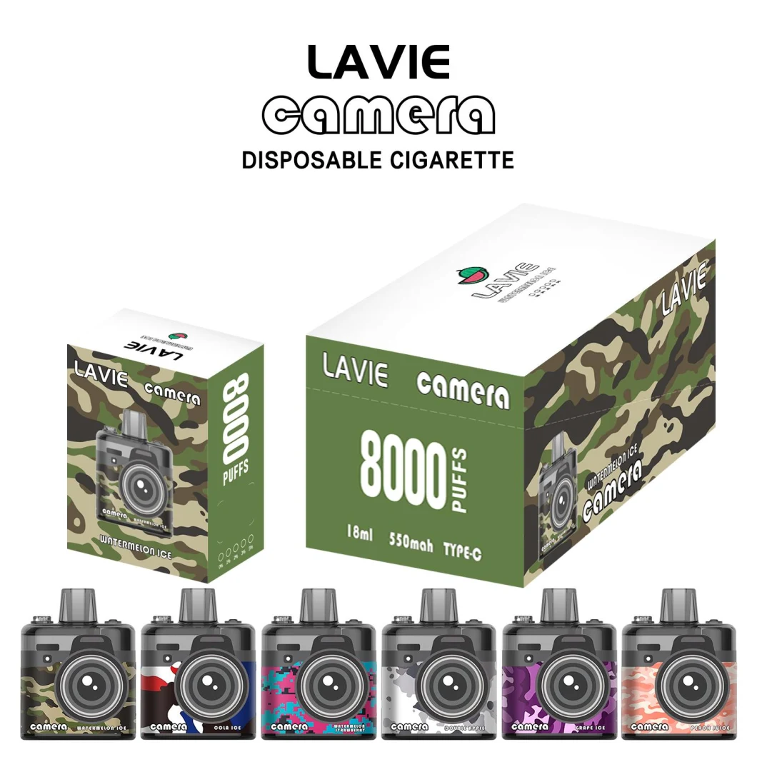 Lavie Camera 8000puffs Disposable Vape 0% 2% 5% Mesh Rechargeable Vapor E-Cig