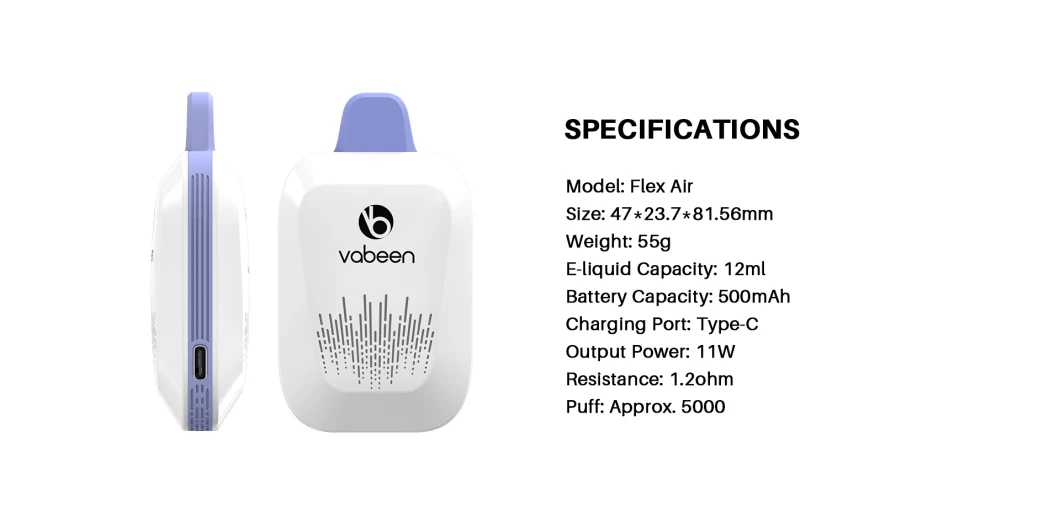 Vabeen 2023 New 5000puffs Rechargeable Electronic Cigarette Disposable Vape Soft Drip Glowing Vape Disposable Bbk Box Vape