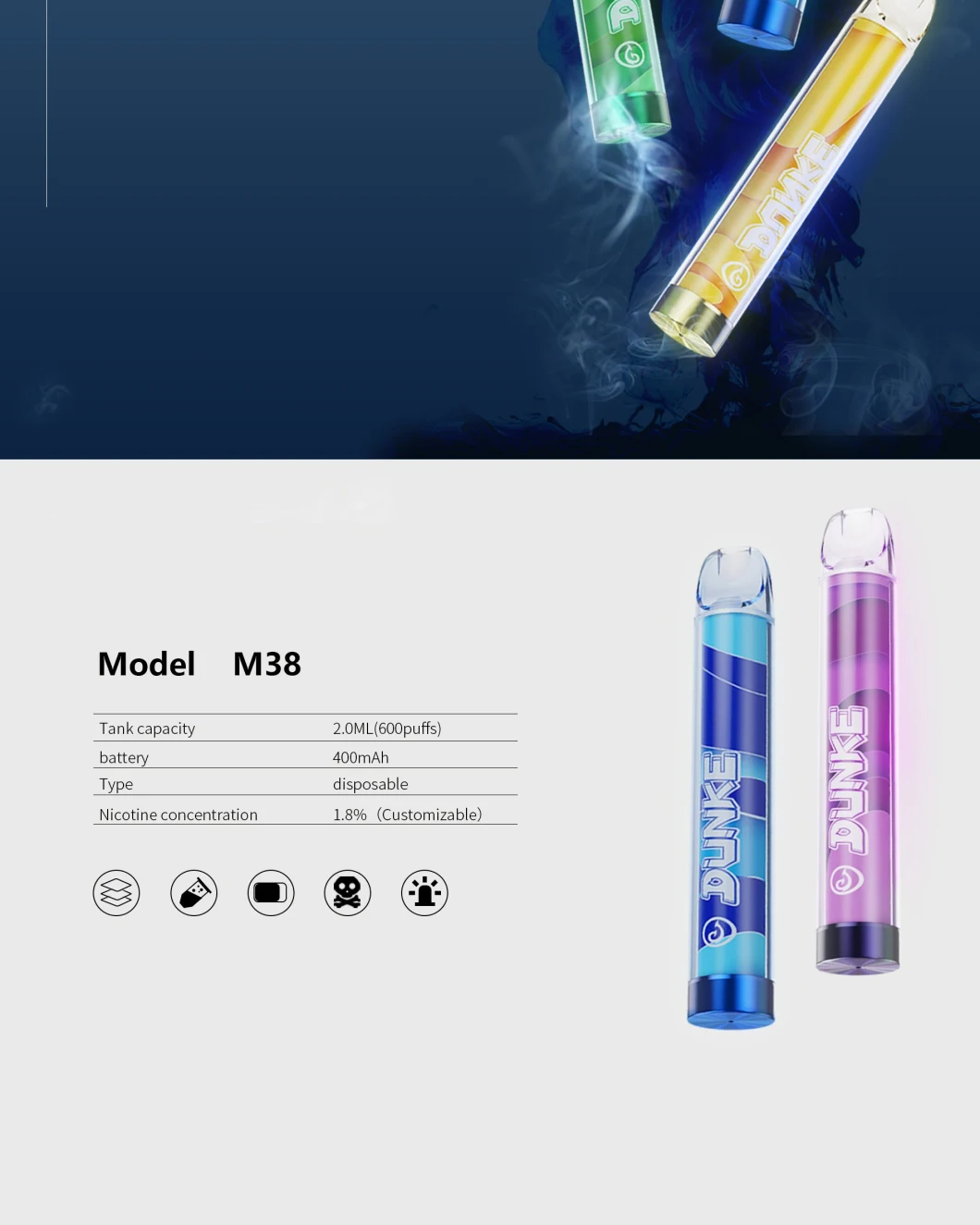 E Zigaretten 600 Puffs Crystal LED Wholesale Cheap Disposable Vape Pen Hot Sale Factory Direct Price